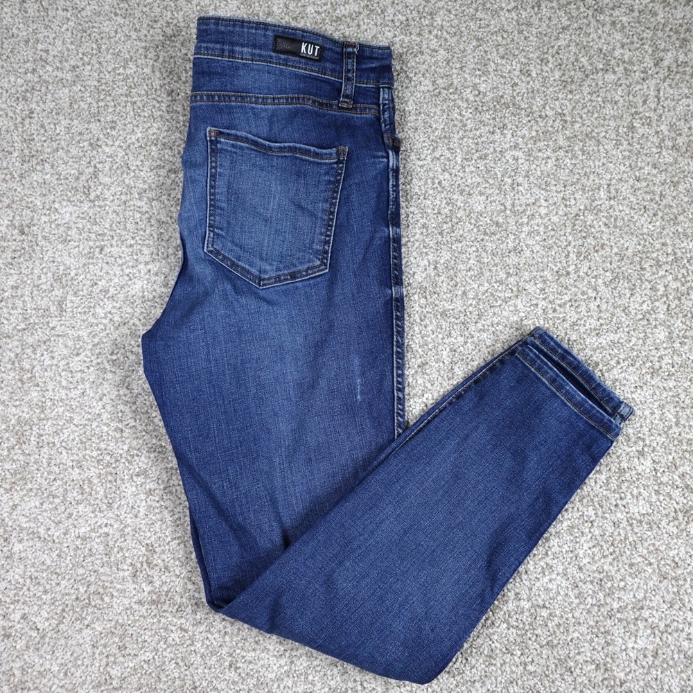 Kut from the Kloth Womens Dark Wash Skinny Jeans Size 12 High Rise Whiskered